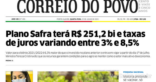 Capa Correio Do Povo Quarta De Junho De