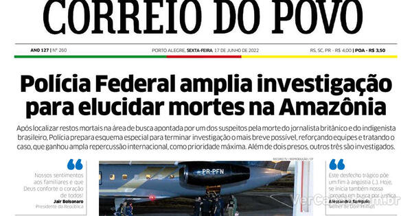 Capa Correio Do Povo Edi O Sexta De Junho De