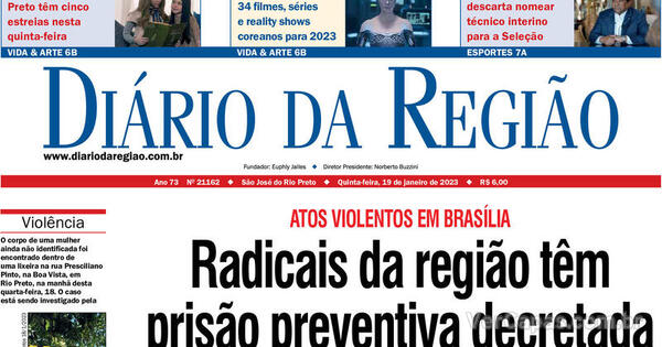 Capa Diário da Região Quinta 19 de Janeiro de 2023