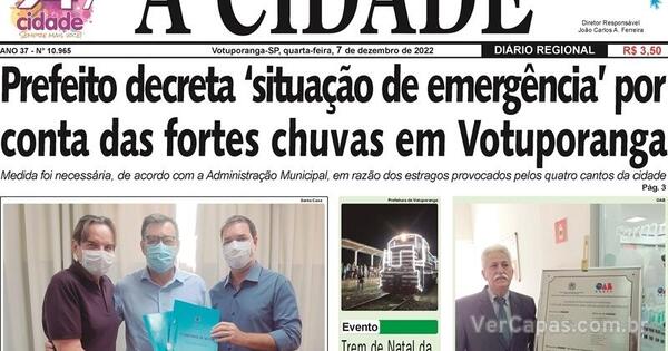 Capa Jornal A Cidade de Votuporanga Edição Quarta 7 de Dezembro de 2022