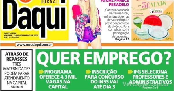 Capa Jornal Daqui Edição Quinta 22 de Setembro de 2022