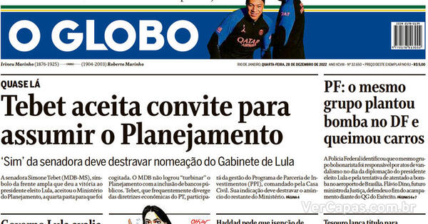 Capa O Globo Quarta De Dezembro De