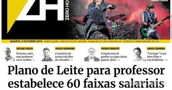 Capa Zero Hora Quarta 9 De Outubro De 2019