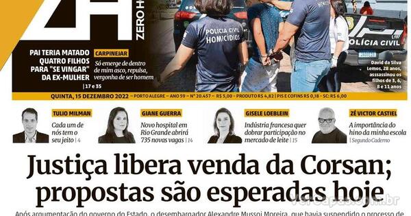 Capa Zero Hora Quinta De Dezembro De