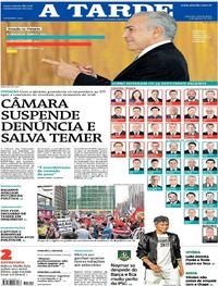 Capa do jornal A Tarde 03/08/2017