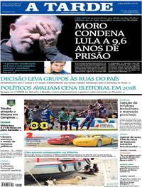 Capa do jornal A Tarde 13/07/2017