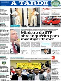 Capa do jornal A Tarde 13/09/2017