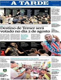 Capa do jornal A Tarde 14/07/2017
