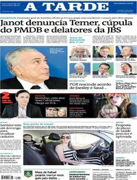 Capa do jornal A Tarde 15/09/2017