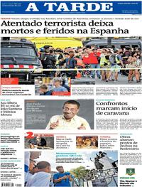 Capa do jornal A Tarde 18/08/2017