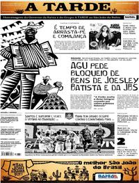 Capa do jornal A Tarde 22/06/2017