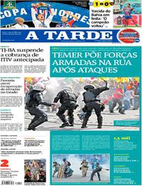 Capa do jornal A Tarde 25/05/2017
