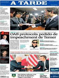 Capa do jornal A Tarde 26/05/2017