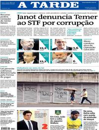 Capa do jornal A Tarde 27/06/2017