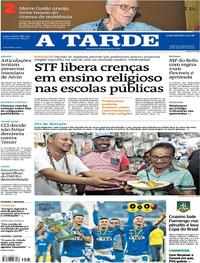 Capa do jornal A Tarde 28/09/2017