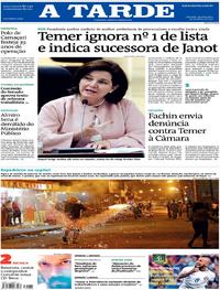 Capa do jornal A Tarde 29/06/2017