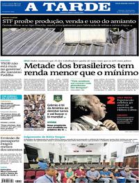 Capa do jornal A Tarde 30/11/2017
