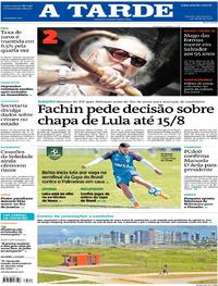 Capa do jornal A Tarde 02/08/2018