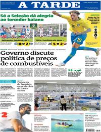 Capa do jornal A Tarde 04/06/2018