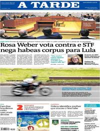 Capa do jornal A Tarde 05/04/2018