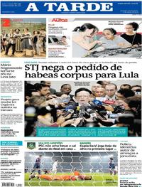 Capa do jornal A Tarde 07/03/2018