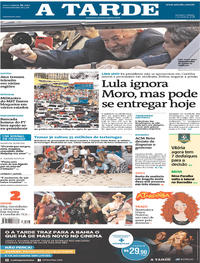 Capa do jornal A Tarde 07/04/2018