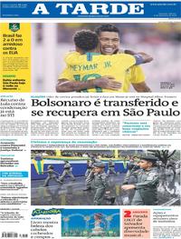 Capa do jornal A Tarde 08/09/2018