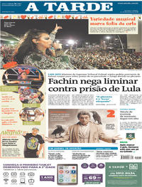 Capa do jornal A Tarde 10/02/2018