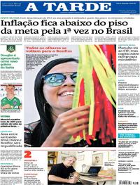 Capa do jornal A Tarde 11/01/2018