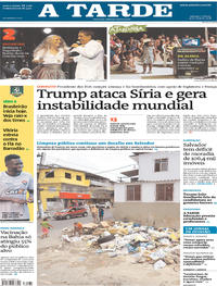 Capa do jornal A Tarde 14/04/2018