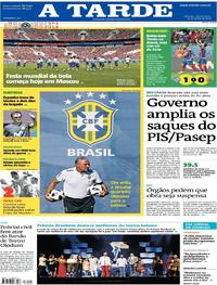 Capa do jornal A Tarde 14/06/2018