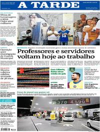 Capa do jornal A Tarde 14/08/2018