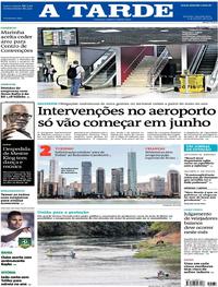 Capa do jornal A Tarde 15/01/2018