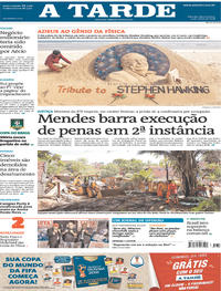 Capa do jornal A Tarde 15/03/2018
