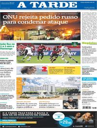 Capa do jornal A Tarde 15/04/2018