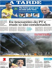 Capa do jornal A Tarde 15/05/2018