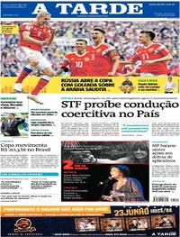 Capa do jornal A Tarde 15/06/2018