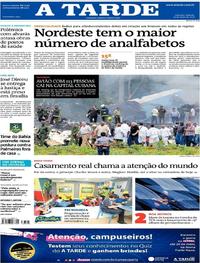 Capa do jornal A Tarde 19/05/2018