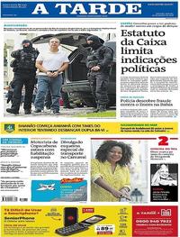 Capa do jornal A Tarde 20/01/2018