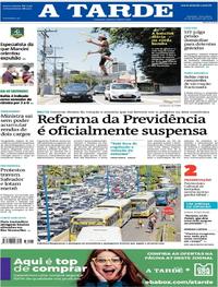 Capa do jornal A Tarde 20/02/2018
