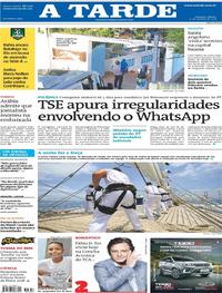 Capa do jornal A Tarde 20/10/2018
