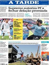Capa do jornal A Tarde 21/06/2018
