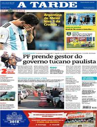 Capa do jornal A Tarde 22/06/2018