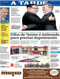 Capa do jornal A Tarde 28/04/2018