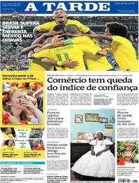 Capa do jornal A Tarde 28/06/2018