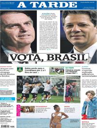 Capa do jornal A Tarde 28/10/2018