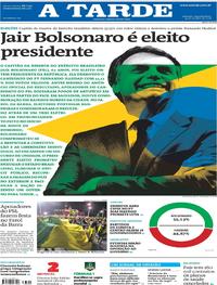 Capa do jornal A Tarde 29/10/2018