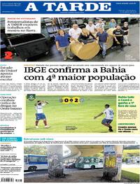 Capa do jornal A Tarde 30/08/2018