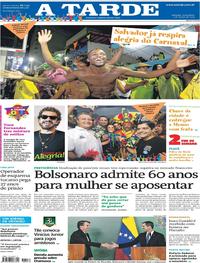 Capa do jornal A Tarde 02/03/2019