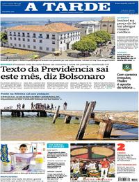Capa do jornal A Tarde 05/01/2019